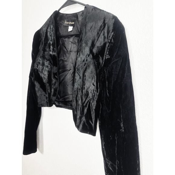 Scott McClintock Black Velvet shrug Bolero Jacket L Fits like s/med Vintage Y2K - Picture 2 of 4